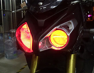宝马摩托车改装，车灯改装专供海5套装+LED远光-刘工改灯
